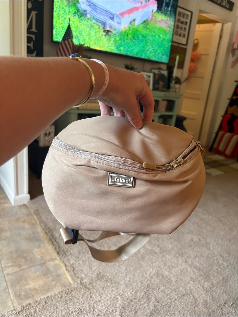 The Foldie RFID Safe Belt Bag Crossbody Fanny Pack Beige